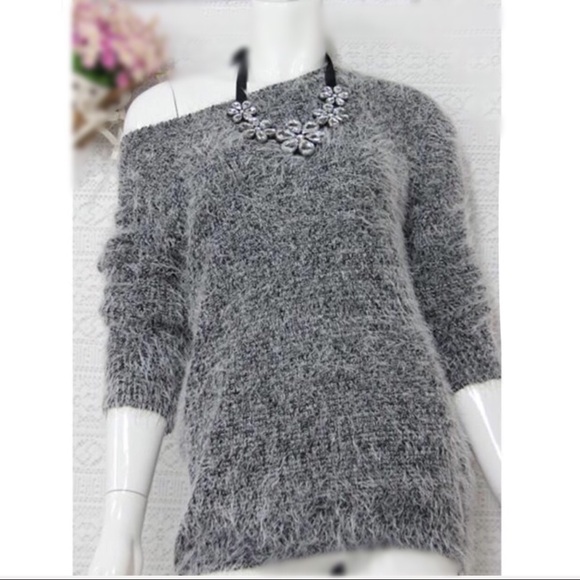 Feather Fury Soft Charcoal Fuzzy Sweater - Picture 3 of 7